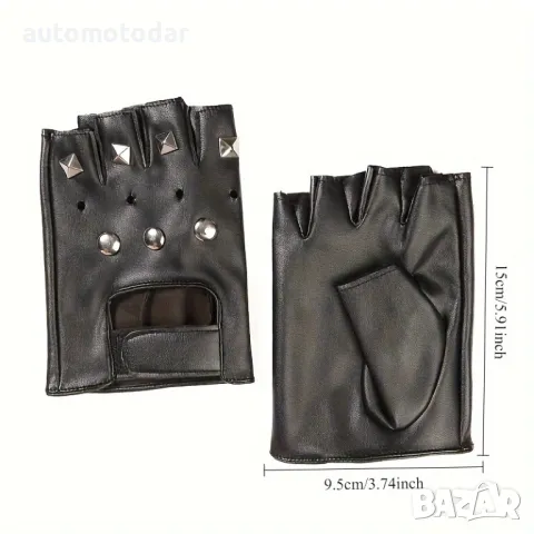 Кожени мото ръкавици без пръсти, снимка 3 - Аксесоари и консумативи - 49850466