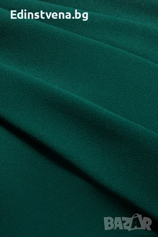 Дамска дълга изумрудено зелена рокля с голо рамо и елегантна драперия, снимка 4 - Рокли - 52391971