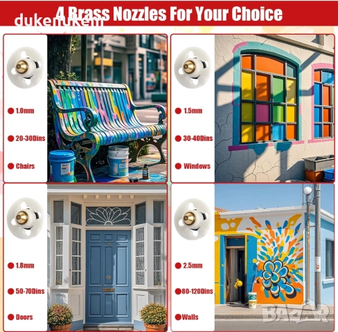 Електрически пистолет за боядисване 700W, 1200 мл, 4 медни дюзи, снимка 3 - Други инструменти - 52721909