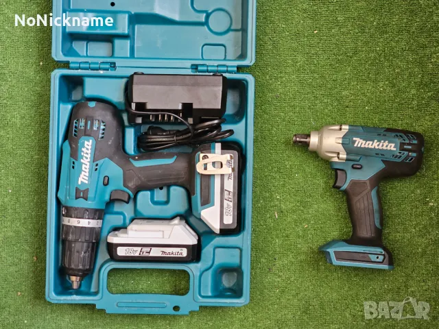 Комплект акумулаторен ударен винтоверт Makita HP488D002 18V, 42Nm + гайковерт Makita TW202DZ 200Nm, снимка 1 - Винтоверти - 48279452