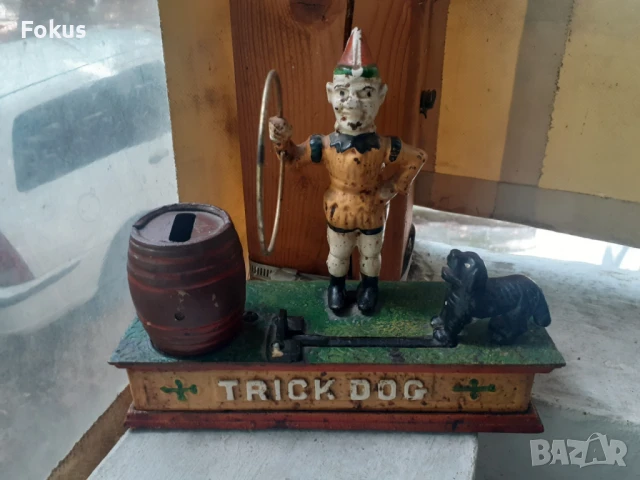 Стара метална играчка чугун с механизъм - работи, снимка 3 - Антикварни и старинни предмети - 51276513