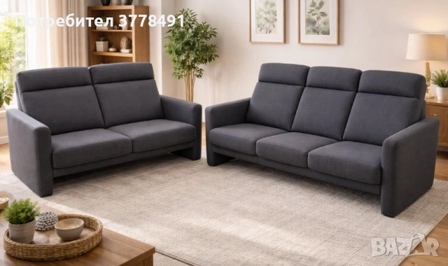 Комплект от два тъмносиви диванa