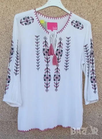 Оригинални кенарени блузи с бродерия блестящи лотори и мъниста, с битови народни мотиви., снимка 5 - Туники - 49978914