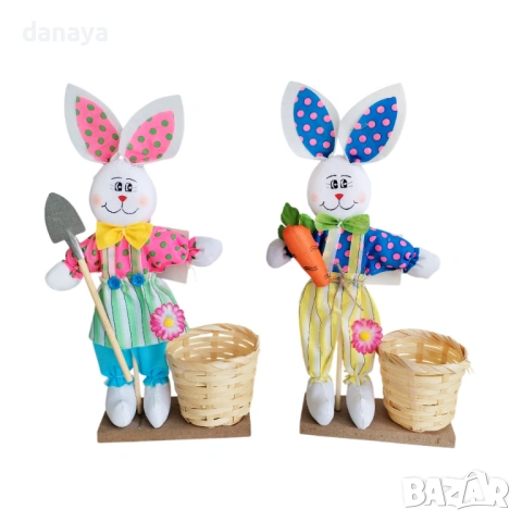 6519 Великденско зайче с кошничка за първото боядисано яйце, 32 см