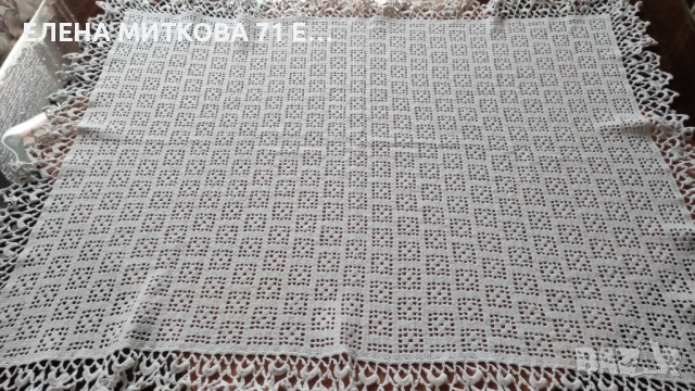 Покривка плетена на една кука памучни конци 100 х 75 см, снимка 2 - Покривки за маси - 53058089