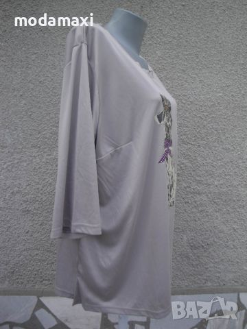   3XL Нова  блуза Little Rose с мопс, снимка 6 - Туники - 46435950