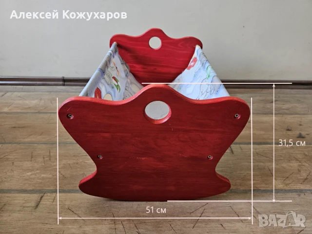 Дървено кошче люлка за кукли, снимка 3 - Други - 51016594