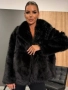 Дамско черно пухкаво палто, снимка 2