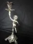 свещник херувим сребрист метал 25/10 см, снимка 3