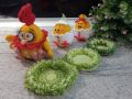 Великденски подаръци. Петел + 2 пиленце на тревата. Плетена играчка. Ръчно изработени., снимка 4