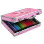 4723 Луксозен арт комплект в розово куфарче 145 части с пастели, водни бои и аксесоари за безкрайно, снимка 1