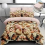 Флорален спален комплект с ластик 100% памук 200x230 / 180x200, снимка 6