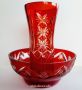 Рубинено червени, кристални ваза и купа Ilguciems Glass Factory., снимка 10