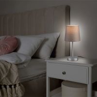 НОВИ! LED нощна лампа с текстилен абажур E14, снимка 4 - Настолни лампи - 45638415