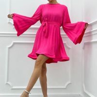 Дамски ефирни рокли с колан , снимка 3 - Рокли - 45522361