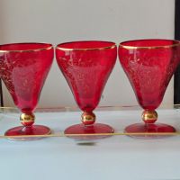 Чехско стъкло-чаши и поднос, снимка 6 - Вази - 45254111