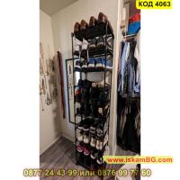 Висок стелаж за обувки в черно с 10 рафта - 200х44х30см - КОД 4063, снимка 13 - Етажерки - 45494967