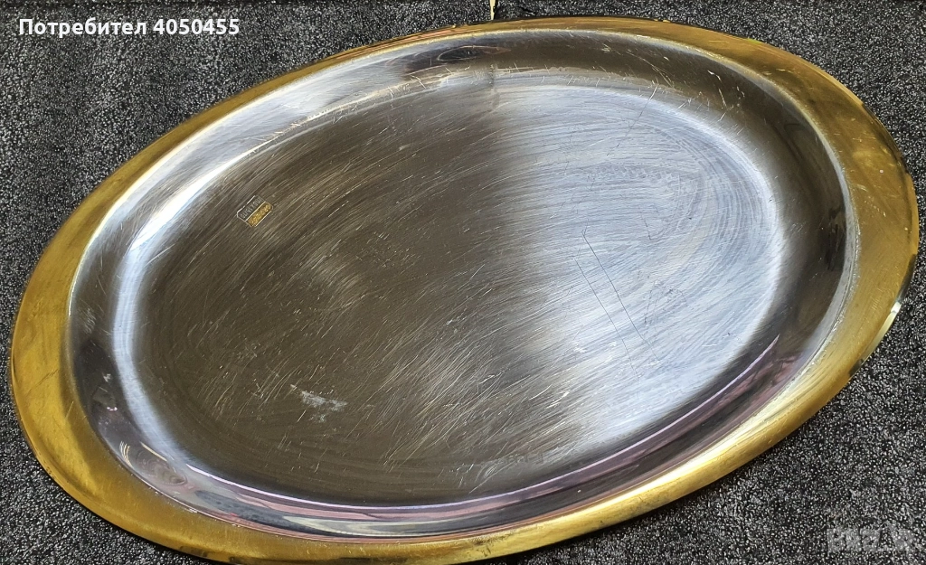 Метален позлатен поднос, снимка 1
