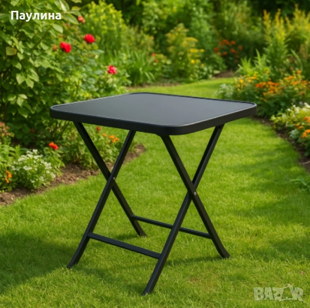Сгъваема маса Muhler, със стъклен плот, снимка 1