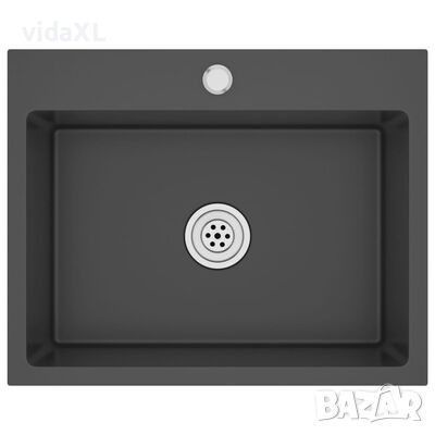 vidaXL Ръчно изработена кухненска мивка, черна, неръждаема стомана(SKU:145084, снимка 1