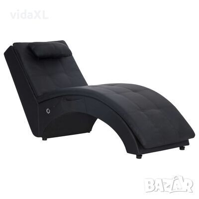 vidaXL Масажираща кушетка с възглавница, черна, изкуствена кожа（SKU:281344, снимка 1