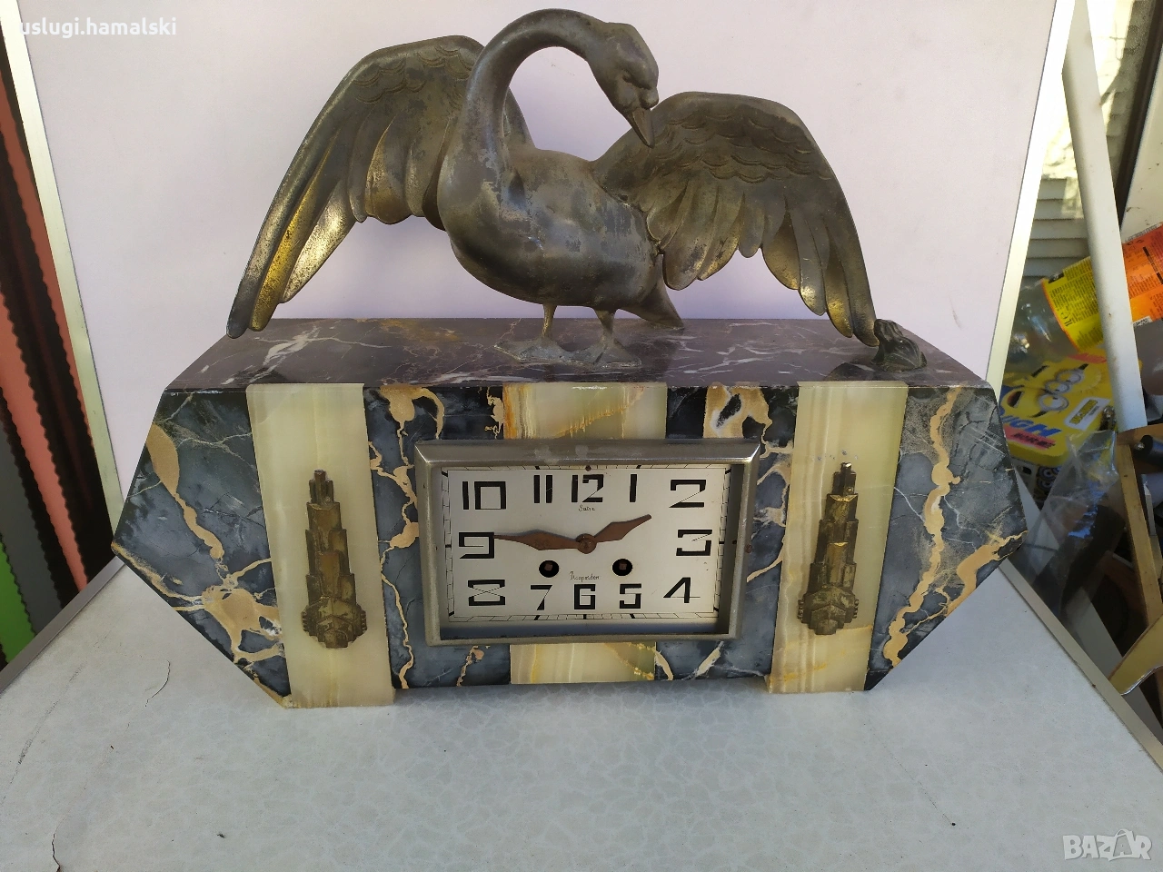 Стар мраморен каминен часовник, снимка 1