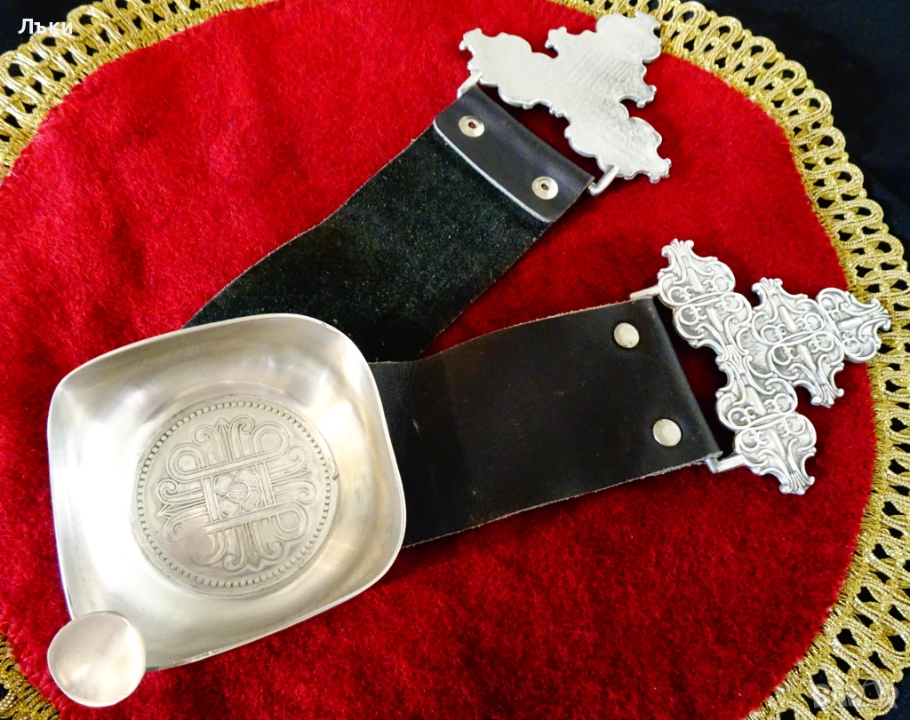 Калаен пепелник за диван,фотьойл,естестена кожа. , снимка 1