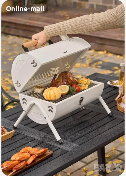 Преносимо двустранно Сгъваемо барбекю за въглища Перфектно за пикник, снимка 1