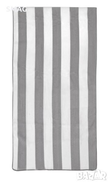 Микрофибърна плажна кърпа (хавлия) на сиви райета 75x150 см, снимка 1