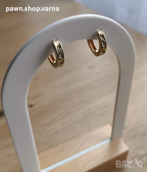 Златни обеци – комбинирано бяло и жълто злато, 585, 14к, снимка 1