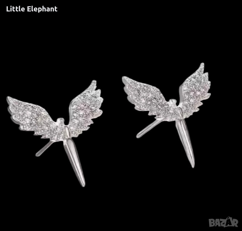 2026 Обеци кристали диаманти"Angel wings",колекция"Faith"/нови, снимка 1