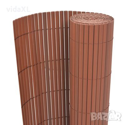 vidaXL Двустранна градинска ограда, PVC, 90x300 см, кафява（SKU:43625, снимка 1