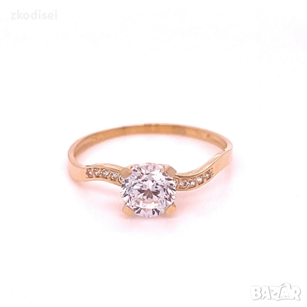 Златен дамски пръстен 1,38гр. размер:56 14кр. проба:585 модел:34402-4, снимка 1