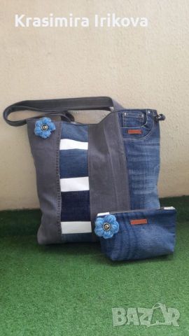 Дамска дънкова чанта+подарък портмоне, снимка 1 - Чанти - 45726681