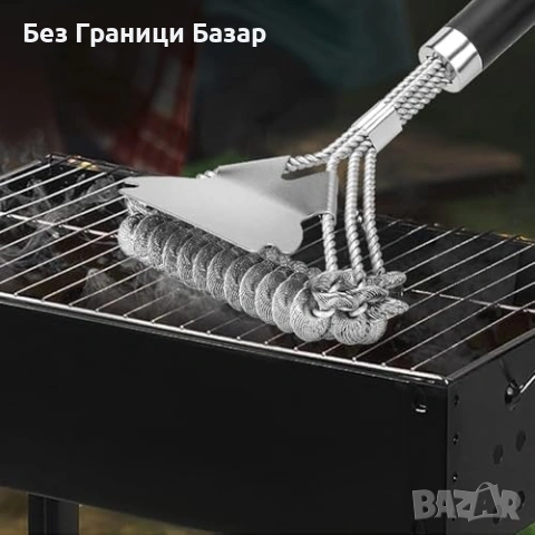 Нова BBQ четка за почистване на газова въглищна скара грил с метална стъргалка, снимка 5 - Други стоки за дома - 53985925