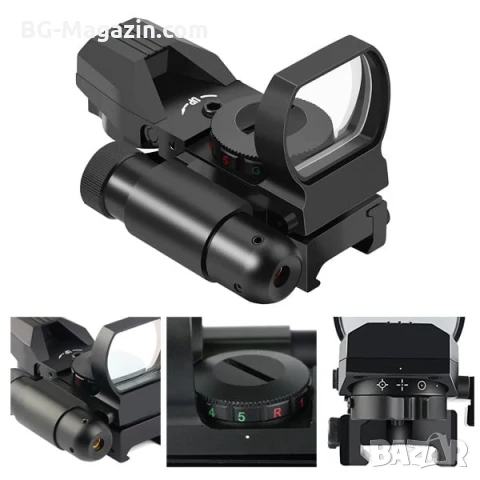 Тактически бързомер с лазер двуцветен мерник за пушка пистолет еърсофт лов, снимка 3 - Оборудване и аксесоари за оръжия - 51051813