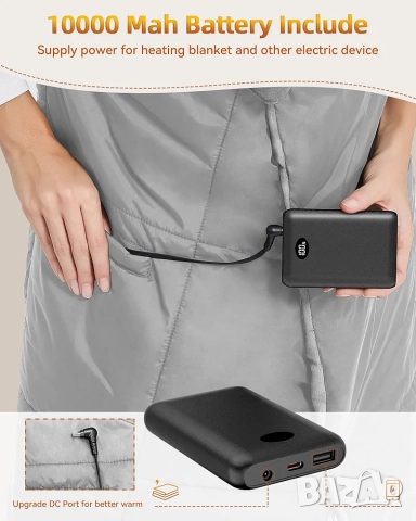 Безжично електрическо одеяло за обличане Fernida с 10000mAh батерия и 8 нагревателни зони, снимка 3 - Други - 52774500