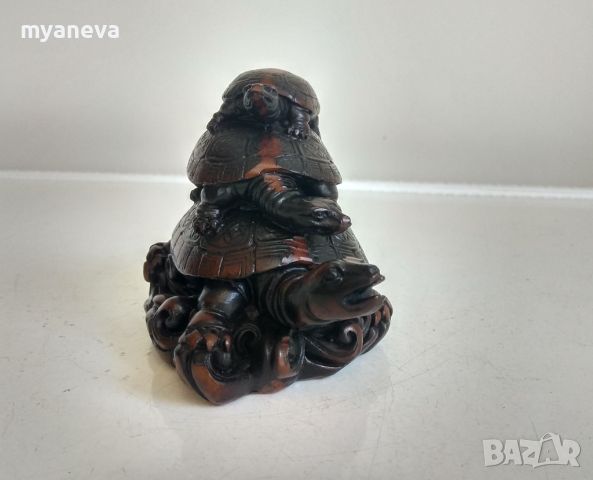 Китайска статуетка семейство костенурки. Символ на мъдрост, дълголетие и сплотеност. , снимка 4 - Статуетки - 46247362