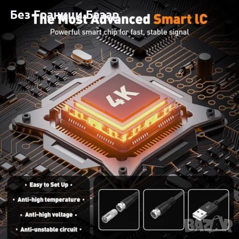 Нова HDTV антена за вътрешен монтаж, дълъг обхват, усилен сигнал, 4K прием, снимка 5 - Други стоки за дома - 51681189