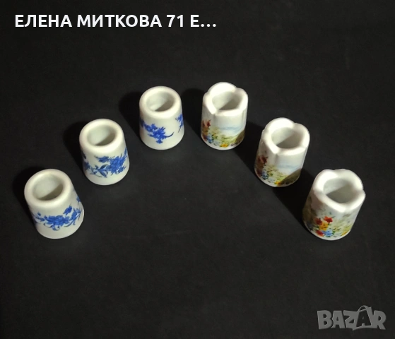 Лот от 6 мини порцеланови свещника, снимка 2 - Други ценни предмети - 53013760