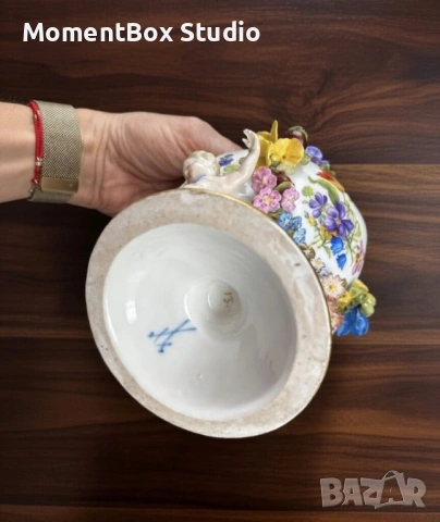 Meissen Майсен порцелан ваза винтидж, снимка 4 - Антикварни и старинни предмети - 53633599