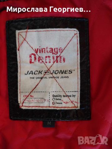 Кожено Рокерско яке Jack & Jones Vintage DENIM, Стил damage leather jacket, Размер М, снимка 7 - Якета - 46302156