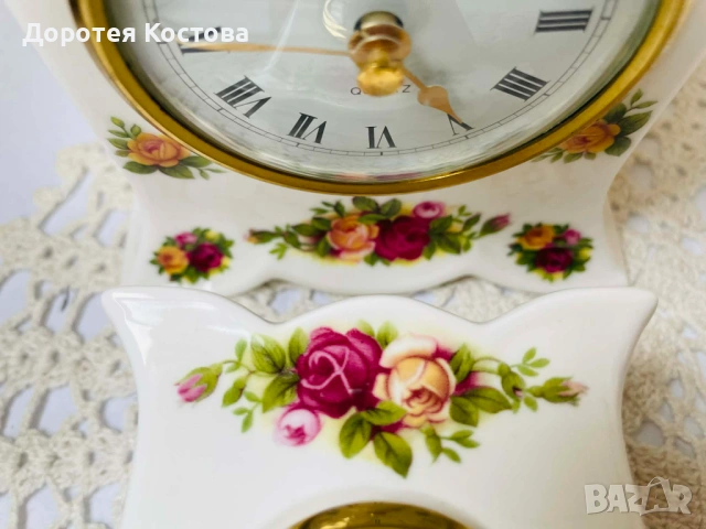 ROYAL ALBERT красиви часовници от костен порцелан от Англия, снимка 3 - Антикварни и старинни предмети - 53881745