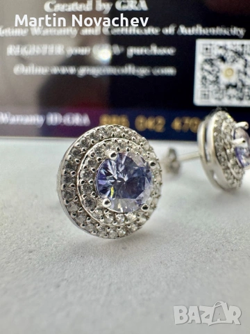 Сребърни обеци с мойсанит (Диамант) 0.5 карата, снимка 9 - Обеци - 54091883
