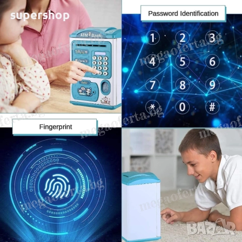 Детска Касичка Сейф за Монети и Банкноти с Парола и Пръстов Отпечатък, снимка 5 - Други - 52566358
