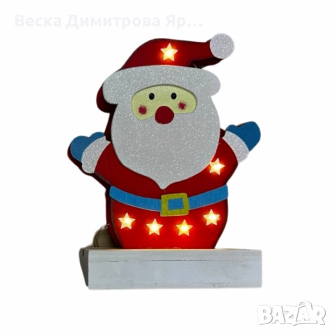 Светеща дървена фигурка във формата на Дядо Коледа