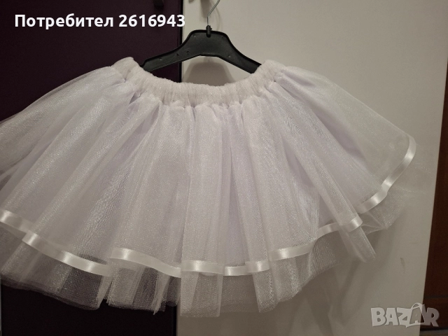 Детска пола от тюл , тип пачка , снежинка