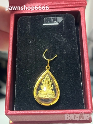 Златен амолет с буда 18 карата , снимка 2 - Колиета, медальони, синджири - 53509538