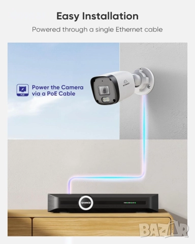 SANNCE 3MP PoE охранителна камера за външна употреба, пълноцветно нощно виждане, снимка 8 - IP камери - 52733929