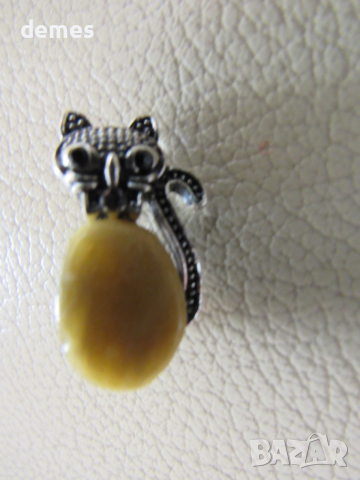 Брошка-коте от първокласен балтийски кехлибар, снимка 2 - Други - 52596323